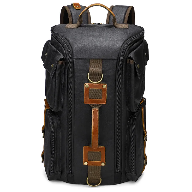Luxury Canvas Retro Backpack Men's Outdoor Leisure Backpack Men's Waterproof Large Capacity Travel Bag Wear-resistant Laptop Bag