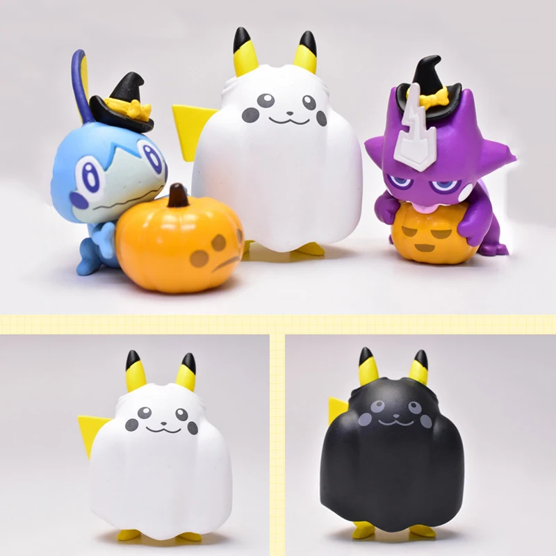 Pokemon waku-waku halloween mascote série gashapon brinquedos pikachu  sobble toxel morpeko yamper figura de ação modelo ornamento - AliExpress