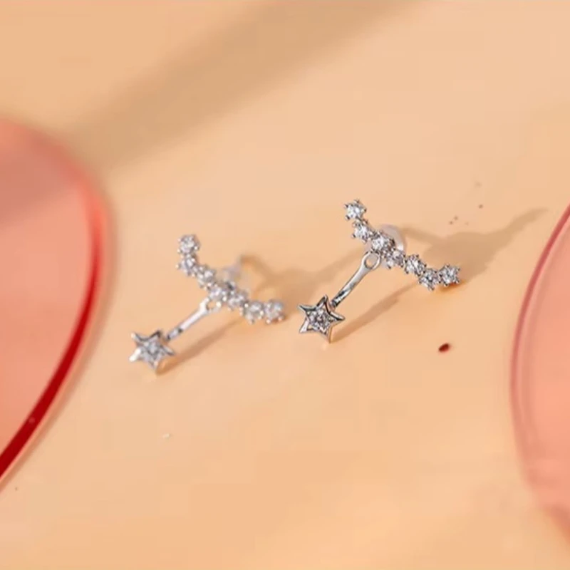 Neue Heiße Mode 925 Sterling Silber Kristall Stern Ohrringe für Frauen Mädchen Geschenk Mode Erklärung Schmuck