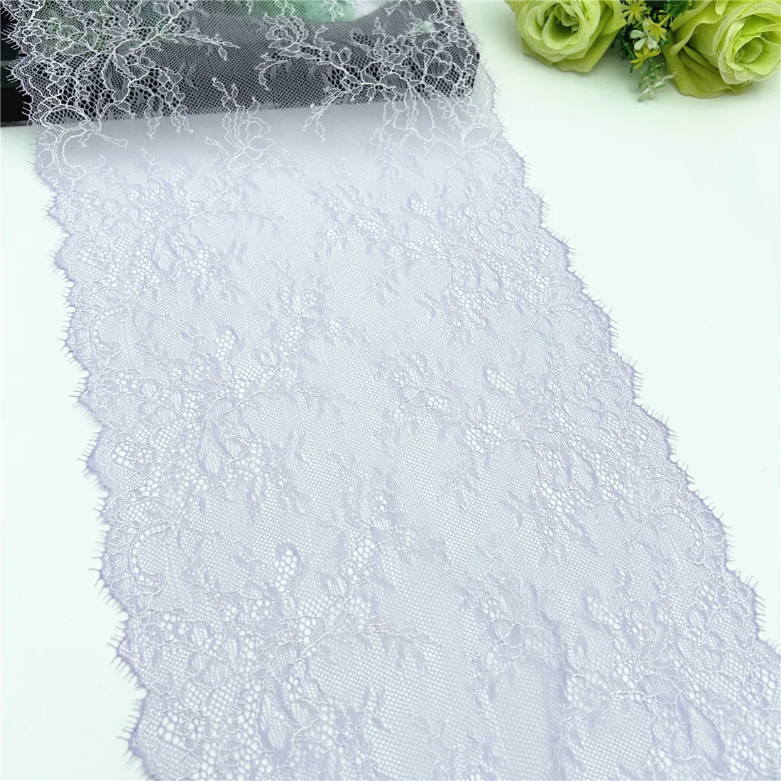 3y/lot Width 9 1/4 inch 2-Tone 23.50cm Pale Purple Non-Elastic Eyelash Lace Trim Lingerie Sewing Craft DIY Apparel Fabric Lace 6