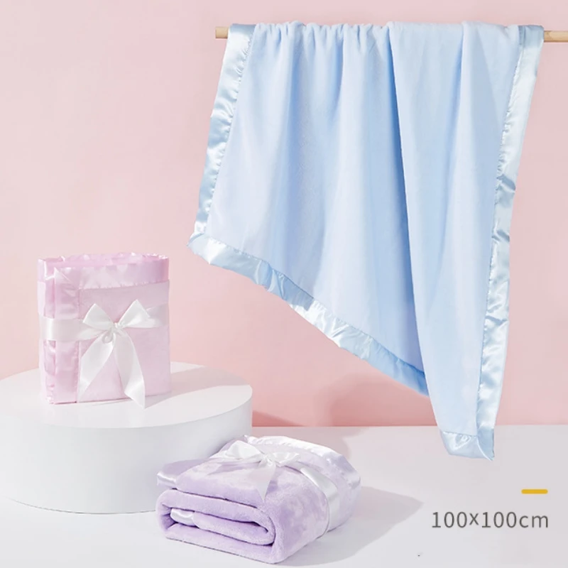 Baby Blankets Newborn Solid Satin Quilt Flannel Baby Blanket Soft Boy Girl Swaddle Wrap Infant Stroller Cover Kids Blanket cotton blanket swaddle blanket cotton swaddle cotton knit blanket
