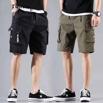 Workwear shorts, men's multiple pockets, medium shorts, summer thin loose cropped pants 1