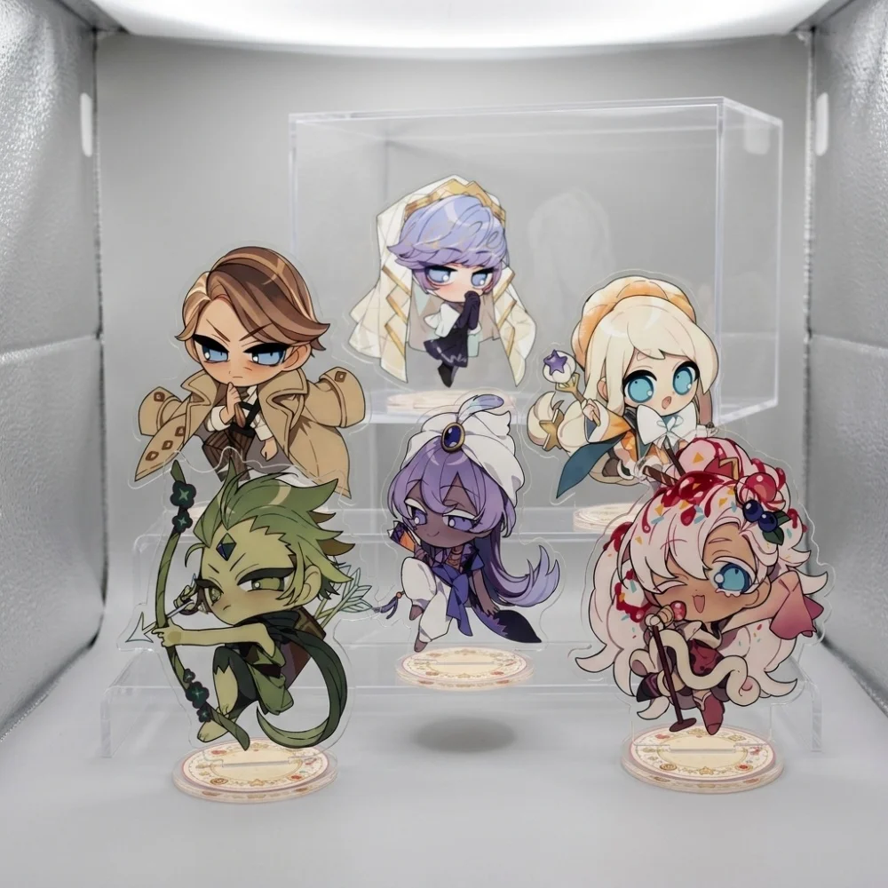 Cookie Run Kingdom Themed 10CM Acrylic Standees & Keyring - Black Pearl, Milk Shadow, Pure Vanilla Mystic Flour Desktop Ornaments Gift