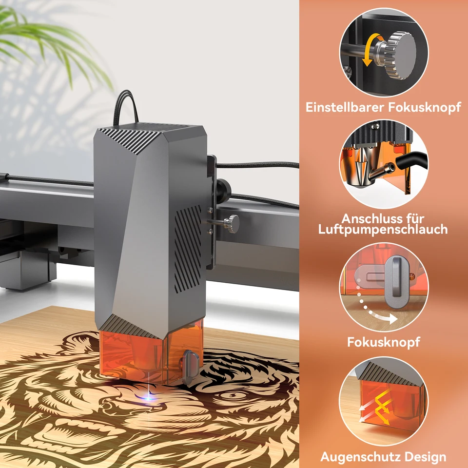 Wainlux l6 10wレーザー彫刻機、空気補助キット付き木製金属製レザー