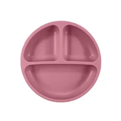 Silicone Suction Plates with Lids for Toddlers - BPA - Free Divided Baby Feeding Dish Set (Dark Pink No Lid)