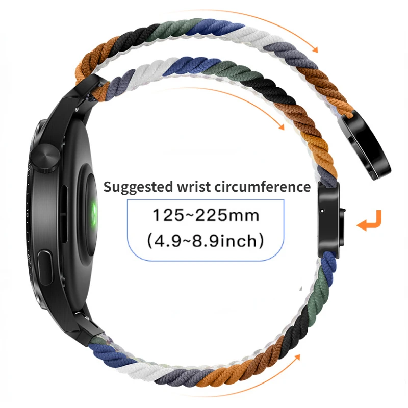 Adjustable Magnetic Buckle Nylon Strap with Metal Accents - Available in 22mm & 20mm Sizes