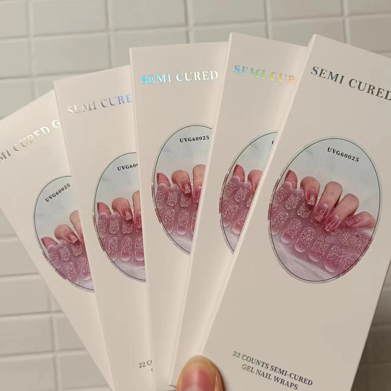 Multicolor Decals Gel Nail Stickers UV Lamp Semi Cured Gel Nails Strips High Quality Use Nail Maniko 22Tips/Sheet