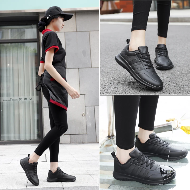 รูปสินค้า รองเท้าเชฟ Four Season Soft-Sole Anti-SLIP น้ํามันกันน้ําแบบพกพารองเท้าทํางานแฟชั่น PLUS ขนาดสบายๆรองเท้าผู้ชาย