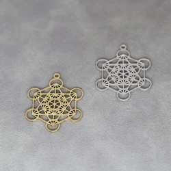 3pcs/lot Stainless Steel Metatron Cube Pendant Sacred Geometry Charms Chakra Yoga Meditation Amulet Jewelry Metal Accessories