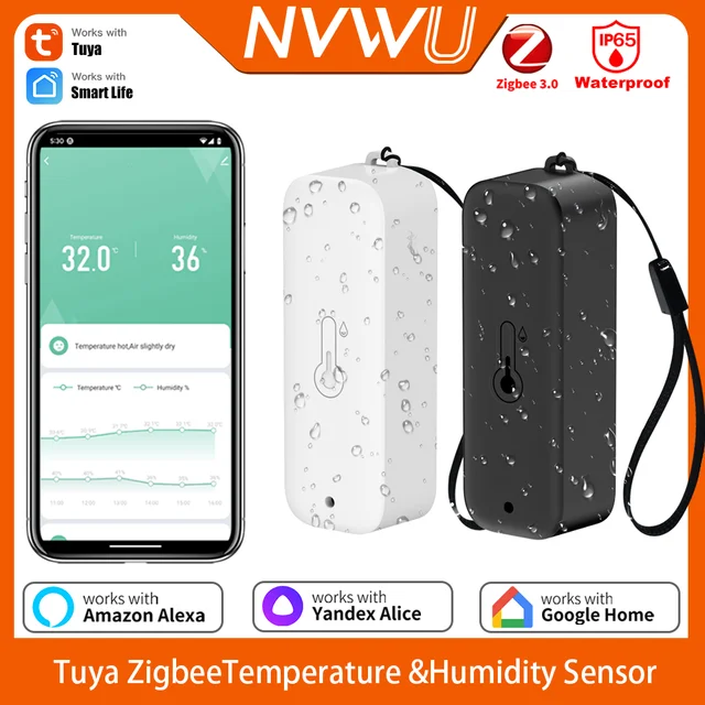 IP65 Zigbee Temperature Humidity Sensor Waterproof Outdoor Hygrometer Thermometer Work With Tuya Alexa