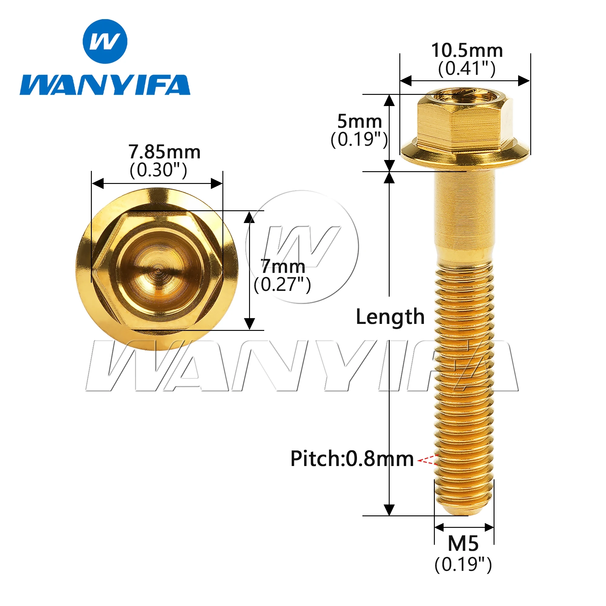 Titanium Bolts Wanyifa M5/M6x10 15 20 25 30 35 40 45 50 55 60 65 70 75 80 90 100mm Small Hex Head Flange Screw for Motorcycle