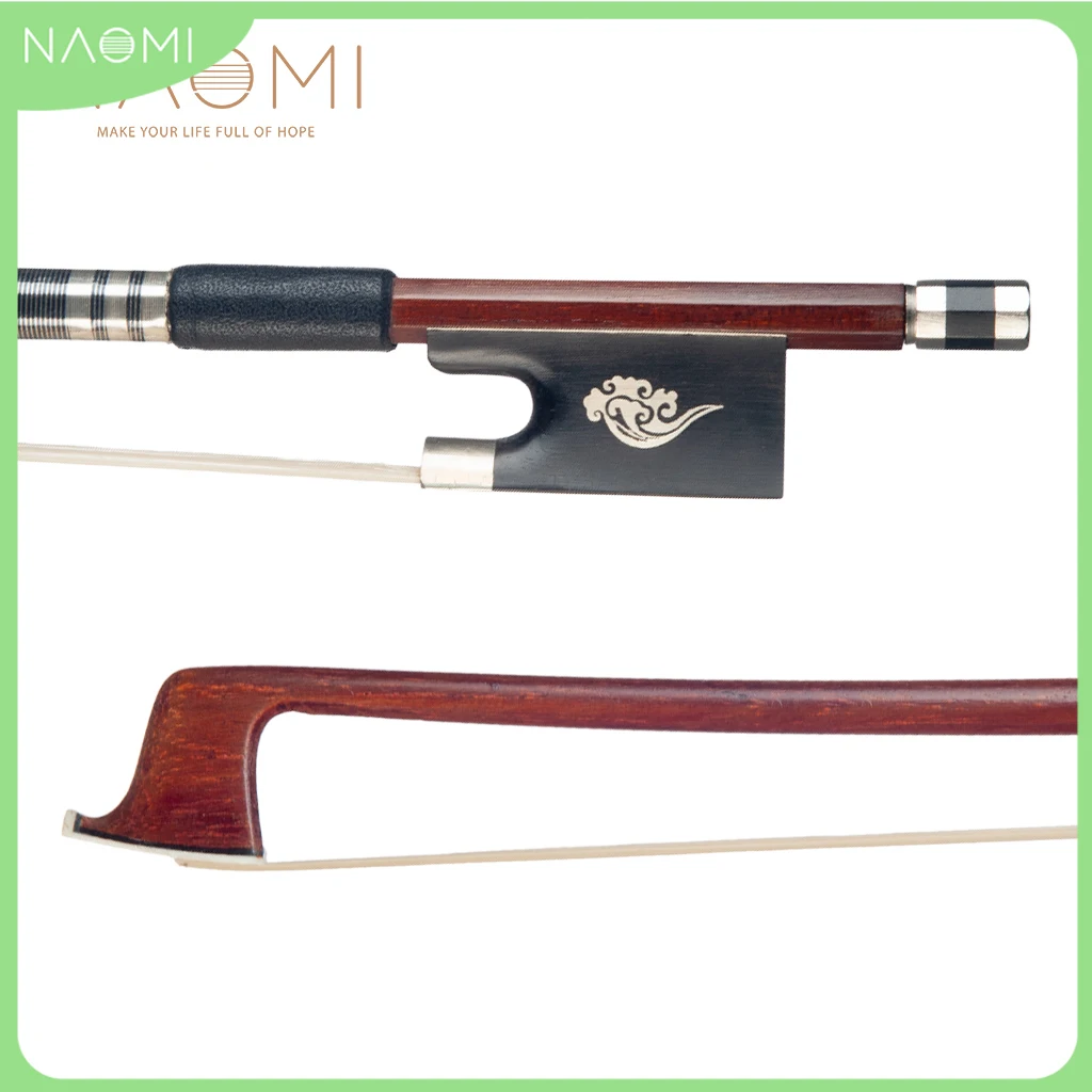 

NAOMI Brazilwood Violin Bow 4/4 Violin/ Fiddle Bow Round Stick White Mongolia Horsehair Ebony Frog Well Balanced Bow