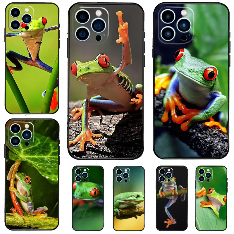 Custodia Per Telefono Green Frog Wildlife Per Iphone 14 13 12 11 15 Pro Max 7 8 Plus Xr X Xs Max 12 13 Mini Cover Case