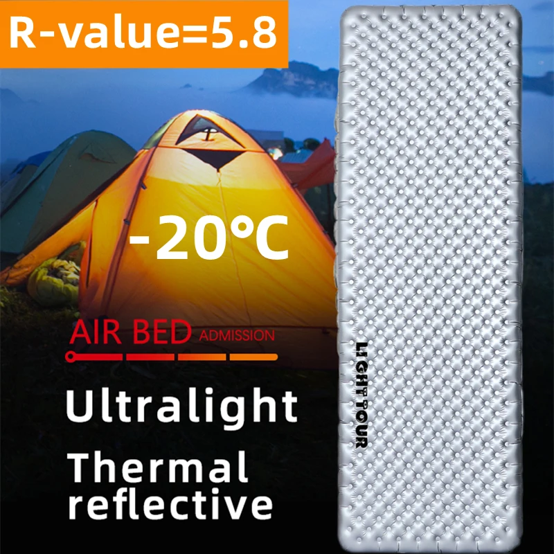 

Professional Camping Sleeping Pad R-value 5.8/3.5 ltralight Air Mat Inflatable Travel Hiking Camp Bed Portable Camping Equipment