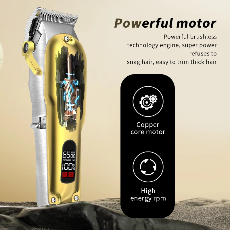 WAIKIL Hot Sell Professional Barber Hair Clipper High Quality LCD Power Display Electric Cordless Hair Trimmer All Metal 4