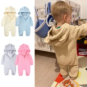 2025 nuova tuta per neonati maschi vestiti per ragazze pagliaccetti in cotone a maniche lunghe felpe con cappuccio orso tuta costume tute infantili