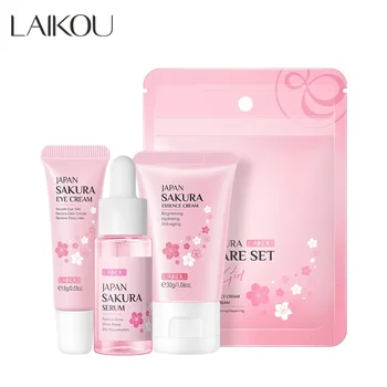LAIKOU Sakura Hydrating Brightening Moisturizing Skin Care Serum Eye Cream Face Cream 3 Piece Set Skin Care Product - Thumbnail 2