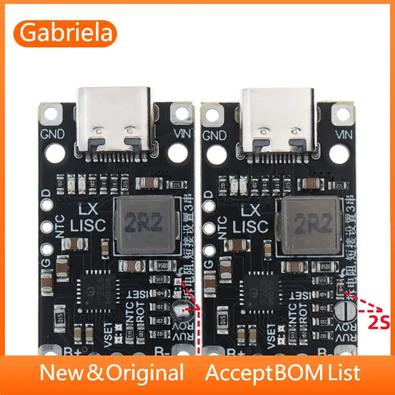 Type-C USB 2/3S BMS Lithium Battery Charging Boost Module 15W 8.4V 12.6V 1.5A With Balanced Support Fast Charge With Indicator lithium battery charging module