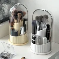 Makeup Brush Holder Organizer 360° Rotating Cosmetic Organizer with Lid Desktop Makeup Organizer Lipstick Eyebrow Pencil Holder 2