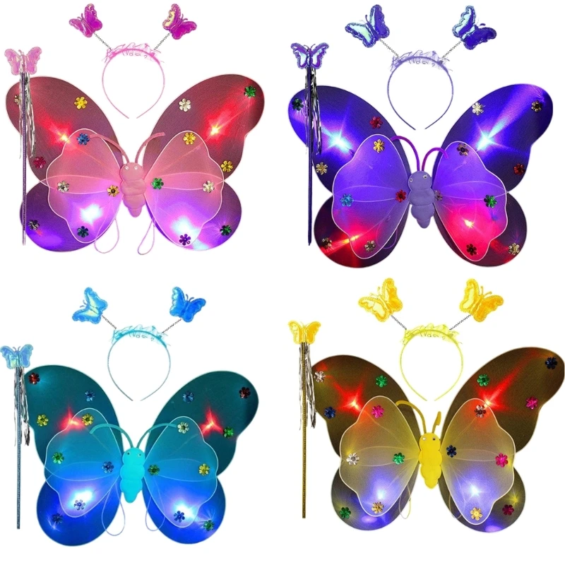 

Light up Butterfly Fairy Wing, Wand and Headband, Fairy Dressing up Set T8NB