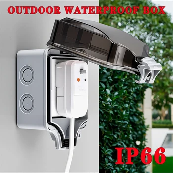 EU ซ็อกเก็ต IP66 สภาพอากาศกันฝุ่นกลางแจ้งปลั๊ก Wall SOCKET Outlet ซ็อกเก็ตคู่สําหรับโรงรถสวนใช้กล่องกันน้ํา 1