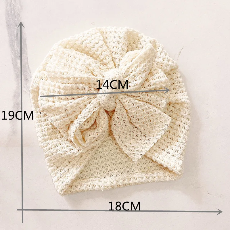 1pc Big Waffle Knitted Bows Turban Baby Toddler Babes Head Wraps Girls Boys Beanies Caps Infant Hair Accessories Kids Headwear
