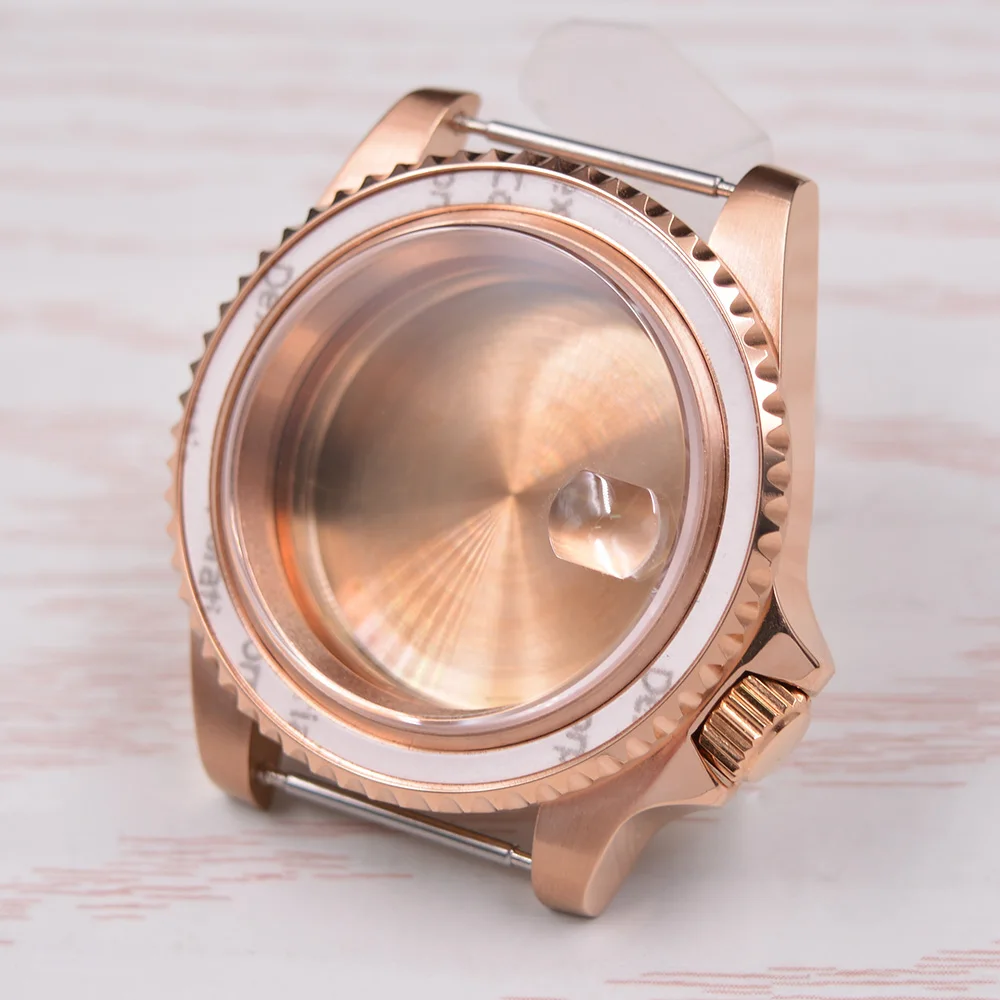 

40mm Rose Gold Watch Case 3.8 Crown Glass Sapphire Case Fit ETA 2824 NH35 NH36 Automatic Movement Watch Accessory