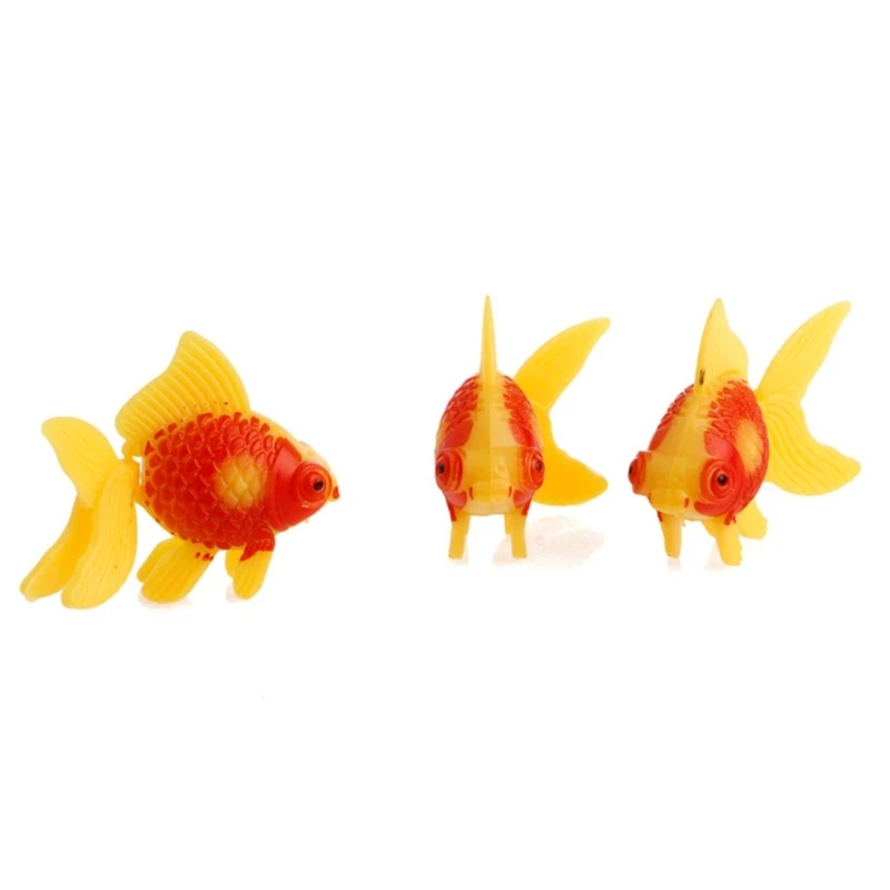 Artificial Fish Aquarium 3Pcs Plastic Moving Gold Fish Set Ornaments for Tank Fake Colorful Bowl