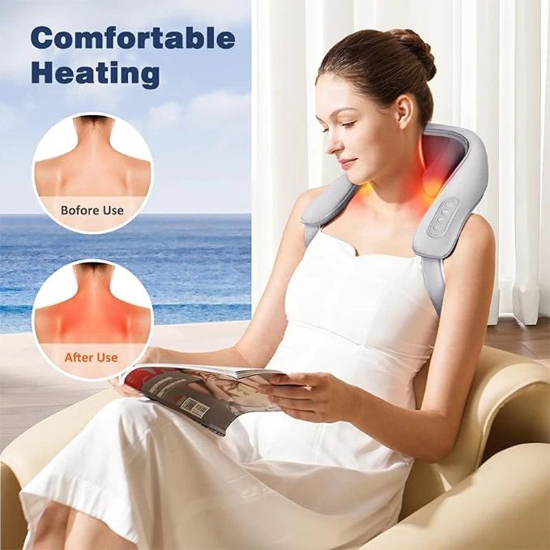 Neck Massager with Heat Shiatsu Neck and Shoulder Massage Pillow