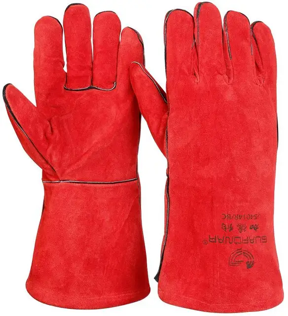 Leather Welding Gloves Long Protective Fireproof Nonslip Thickened