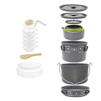 Batterie de cuisine de Camping pour 1 à 7 personnes, casserole et poêle légères et portables avec sac de transport, parfait pour le Camping en plein air 6
