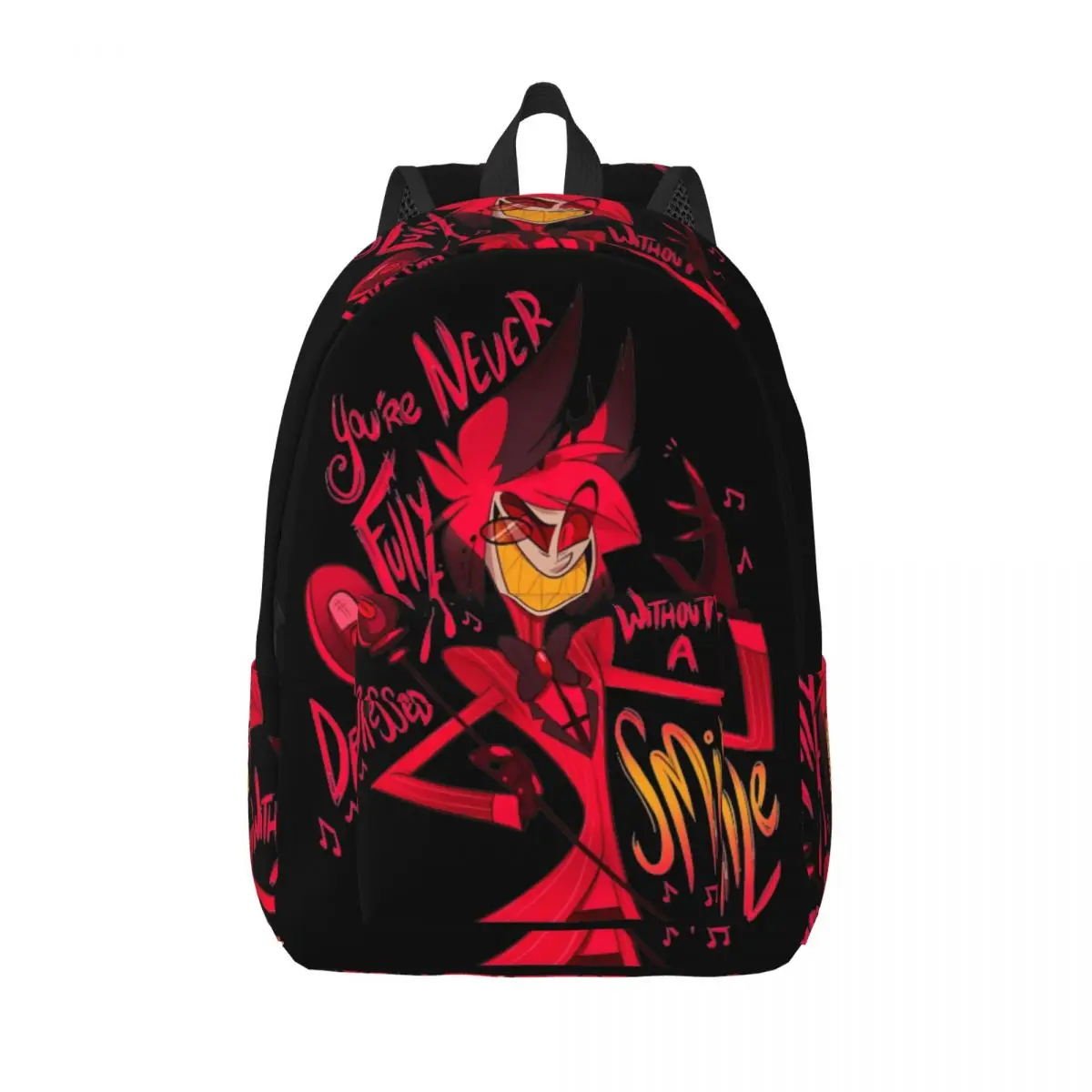 

Рюкзак Hazbin Hotels Alastor Vaggie для мужчин и женщин, повседневный деловой рюкзак для студентов, черный парусиновый рюкзак для ноутбука с комедией, спортивные сумки