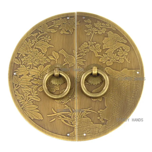 ทองเหลืองไม้ประตูจีน Retro ชั้นวางหนังสือตู้เสื้อผ้าตู้ประตูเฟอร์นิเจอร์ฮาร์ดแวร์อุปกรณ์เสริม 5