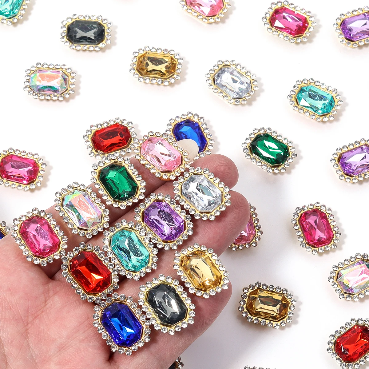 11,5X19mm 20Pcs Rechteckige Diamant Intarsien Vier Loch Klaue Diamant DIY Schmuck Haar Schuhe Hüte Materialien Wasser diamant Zubehör