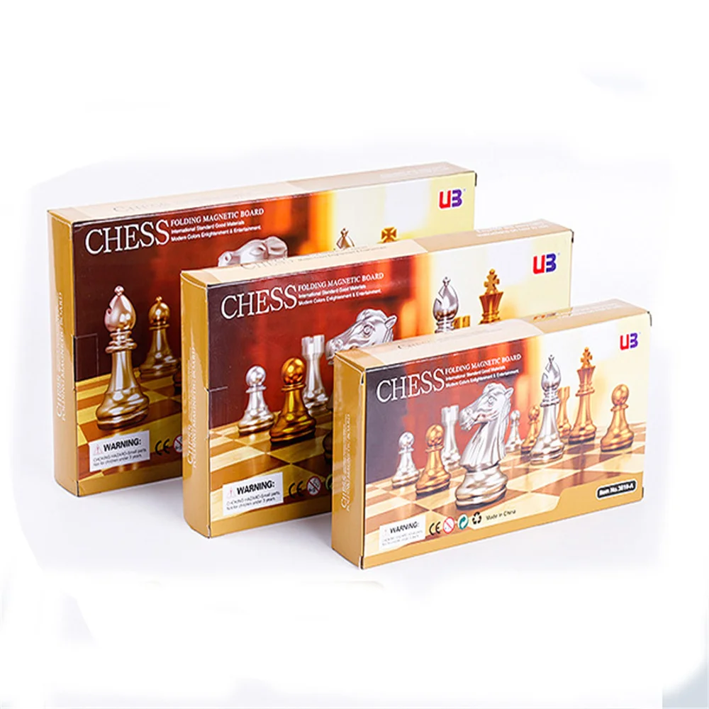 Gold And Silver Black And White Pieces Magnetic Chess Foldable Party Table Games Board Puzzle Board Card Games Toy Chess