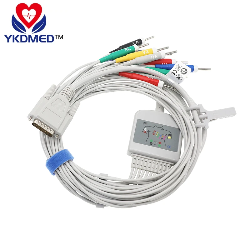 Совместим с кабелем Nihon Kohden BJ-902D ECG-1250A/ECG-9620 10 lead EKG (с винтами),AHA Din 3,0