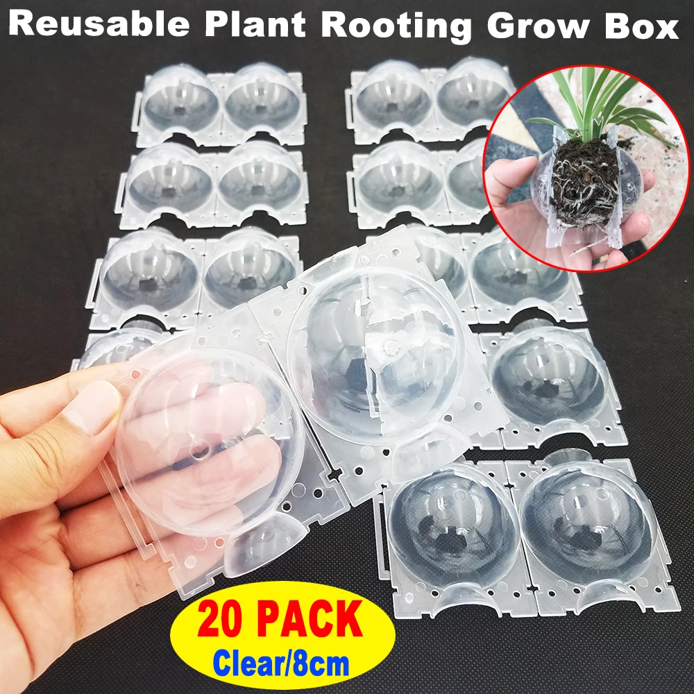 20Pcs 8cm Plant Root Ball Visible Root Graft Growing Box Breeding Case Plant Root Device Layer Pod High Pressure Ball for Garden 2