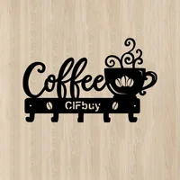 Coffee Bar Decor Rustic Metal Wall Art with Coffee Mug Sign and Hooks Coffee Shops and Homes Featuring a Stylish Coffee Bar Sign 1