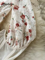 Magdalyn Women Halter Floral Print Rompers Fashion Korean Design Streetwear Party Combination Catsuits One Piece Mesh Bodysuits - Image 4