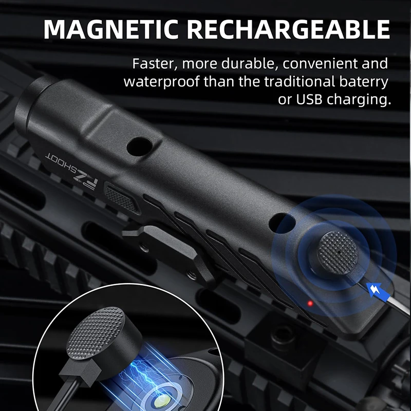 Tactical Flashlight 1700 Lumens Strobe Mode Fit M-Rail Picatinny Rail Magnetic Rechargeable pistol flashlight For Rifle