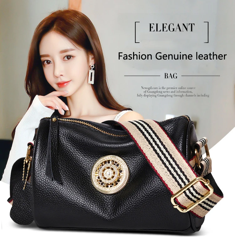 Fashion Luxury Designer Genuine Leather 100% Handbag For Women Casual Trend Soft Cowhide Sac Off White Tassel Shoulder Sling Bag