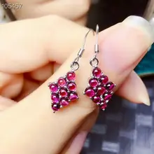 

[MeiBaPJ]Natural Garnet Grape Shape Gemstone Flower Drop Earrings Real 925 Silver Red Stone Fine Charm Jewelry for Women