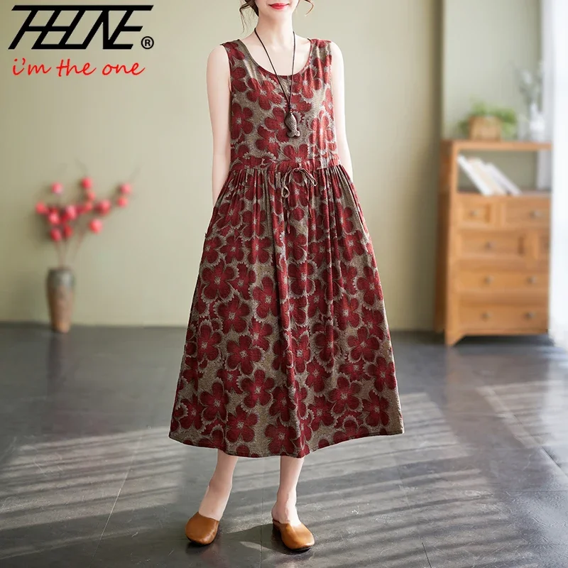 chinese dress ladies Fringe Linen Mini Dress / Natural Grey