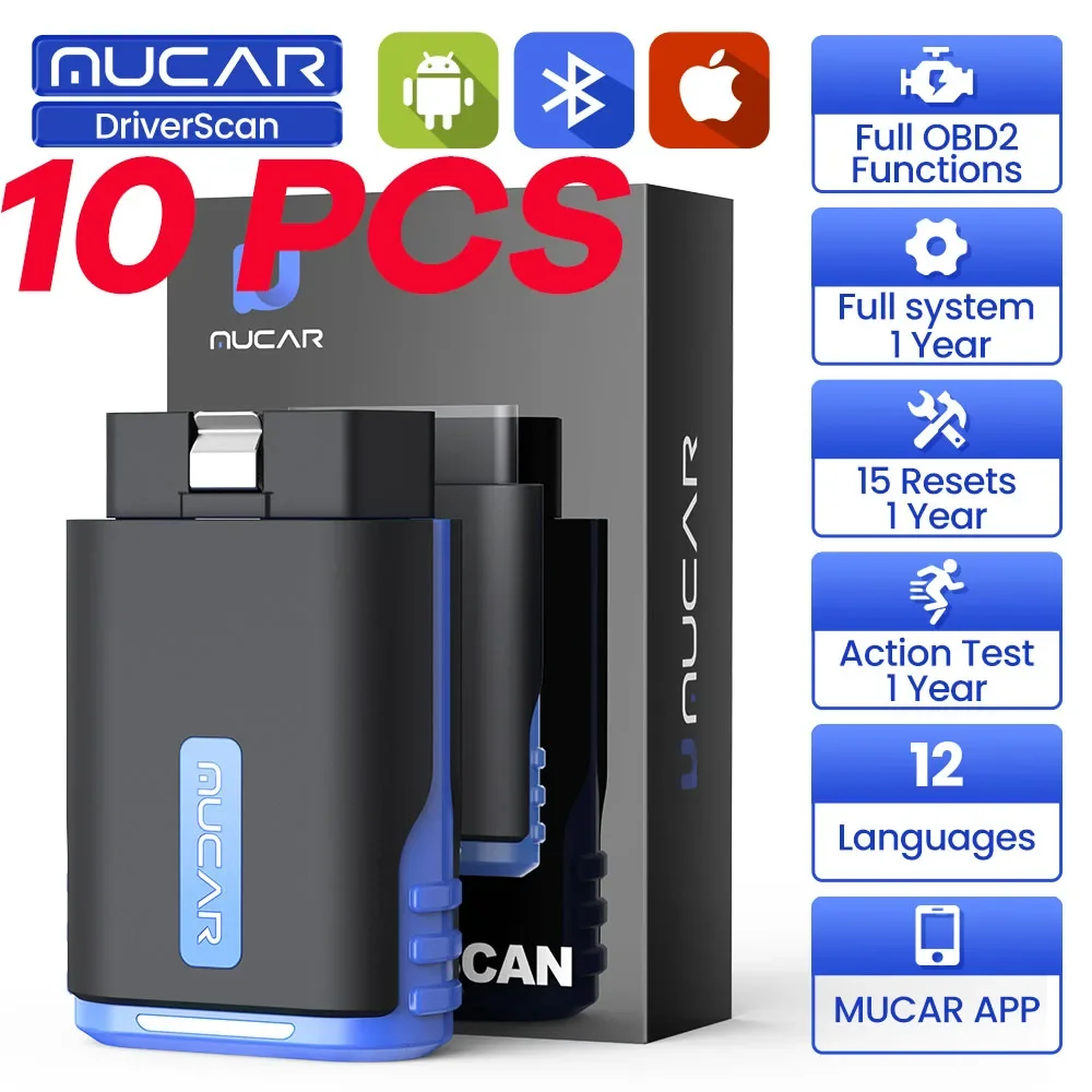 MUCAR OBD2-Diagnosegerät OBD Tester OBD2 Bluetooth Auto Diagnosegeraet Mit Can Fd 15 Reset Komplett Set Komplett Set Intelligentes Ki Diagnosegeraet Wireless S03fk018