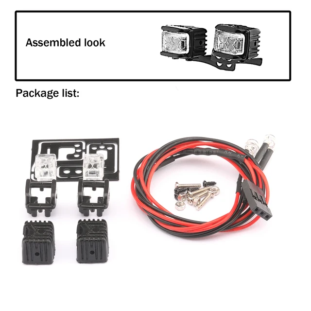 RC Car Light Kits Sidelight with Mount Holder LED Lamp Spotlight Set 1/10 1/12 Truck Rock Crawler Off-road DJ-1061