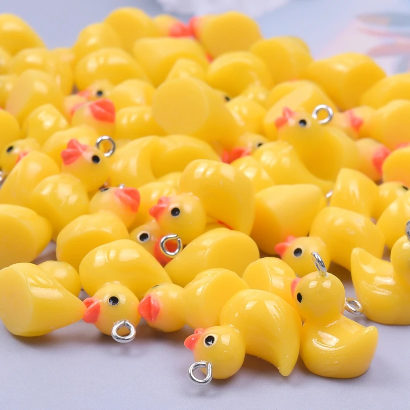 Resin Charms 10/30/50/100pcs/Lot Yellow 3D Duck Resin Charms Cute Animal Pendant For Jewelry Making Diy Earrings Keychain Craft Accessories
