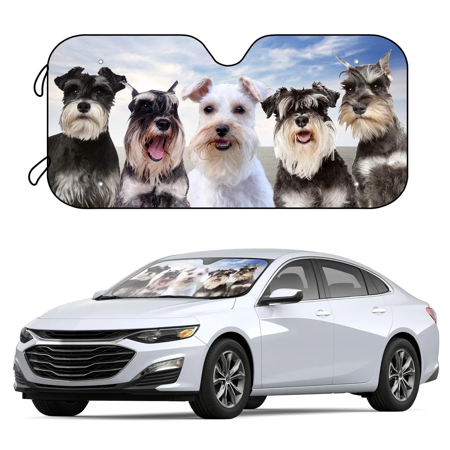 

1pc Funny Animal Dog Driver Car Sunshade Windshield Front Window Windshield Car Sunshade With 4 Free Suction Cups Car Interior A