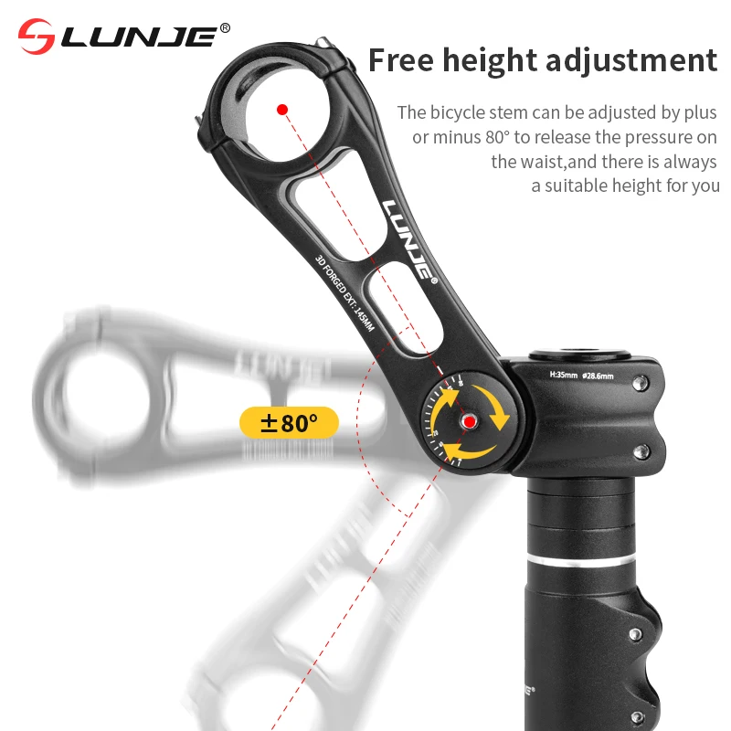 Adjustable Bicycle Handlebar Stem Variable 60/80 Degree Angle MTB