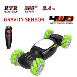 Voiture de course RC 4WD 2.4GHz, rotation de 360 °, capteur de gravité, télécommande, voiture de cascade pour enfants avec lumière de musique de haute qualité 