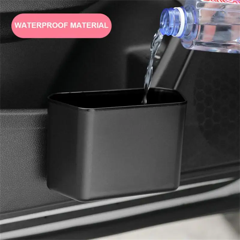 Car Trash Bin Hanging Vehicle Garbage Dust Case Storage Box Plastic Pressing Square Trash Can Type Auto Car Supplies